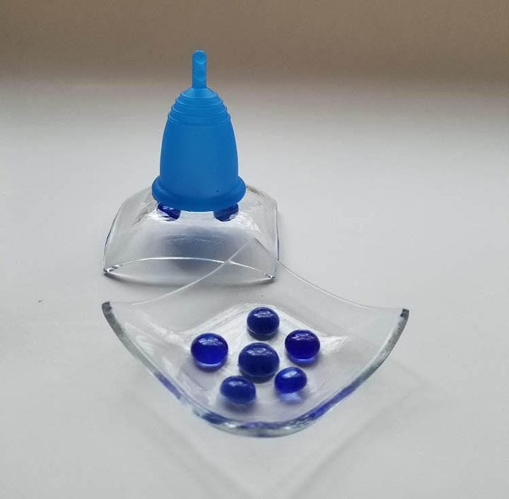 Bandeja de cristal para guardar copas menstruales Artisan