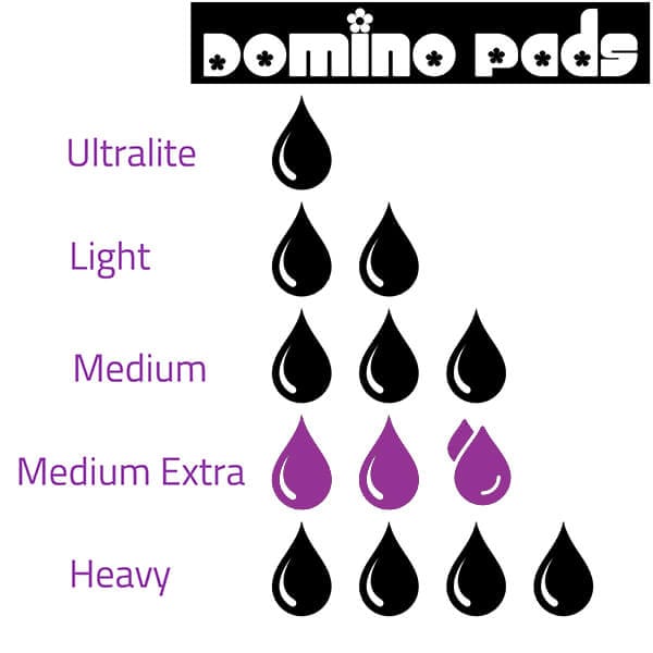 Domino pads opciones de absorbencia media extra