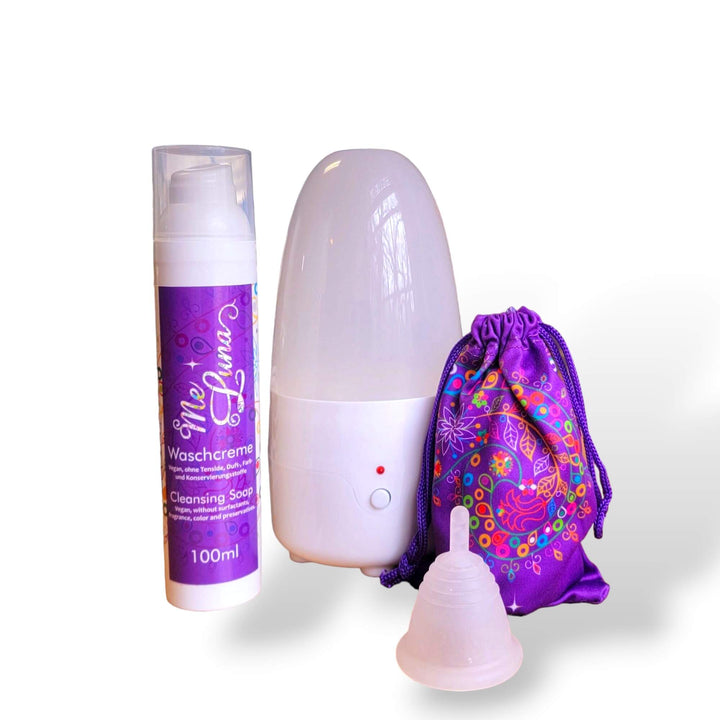 copa menstrual transparente cuello uterino bajo con esterilizador de vapor
