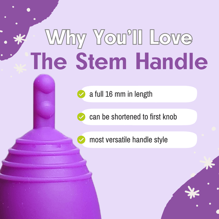 Low Cervix MeLuna Menstrual Cup (USA/FDA version) Stem, Shorty, SPORT