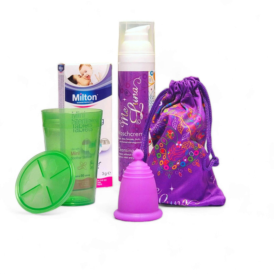 Kit de copa menstrual PURPLE - con pestañas Milton