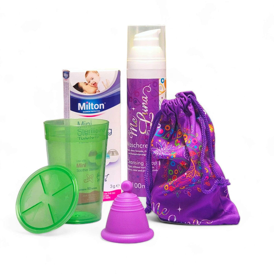 imenstrual cup kit with milton tabs for low cervix
