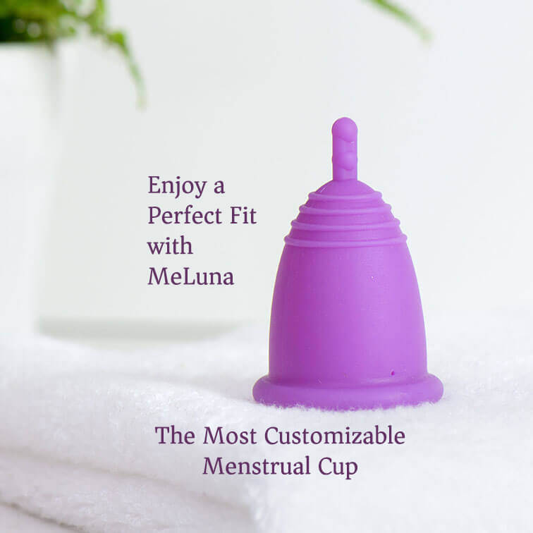 image of best menstrual cup with text: enjoy a perfect fit with the world's most customizable menstrual cup