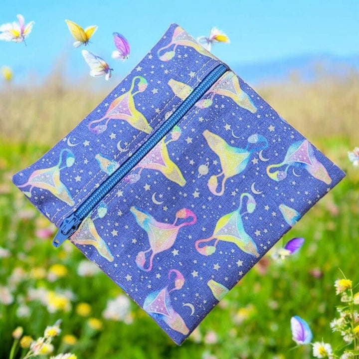 Menstrual Cup Pouch w/Zipper Rainbow Uterus