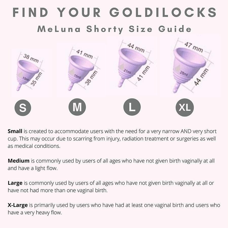 MeLuna low cervix menstrual cup with stem shorty classic firmness