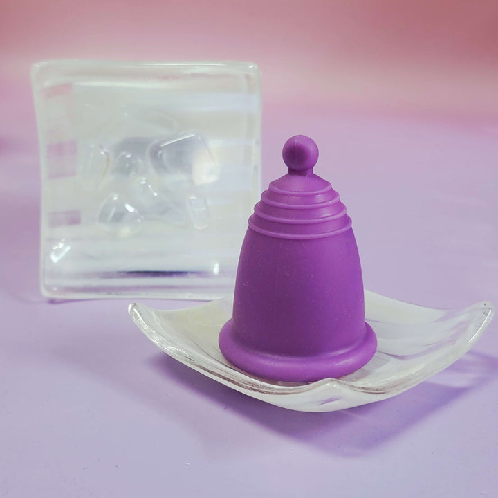 Bandeja de cristal para guardar copas menstruales Artisan