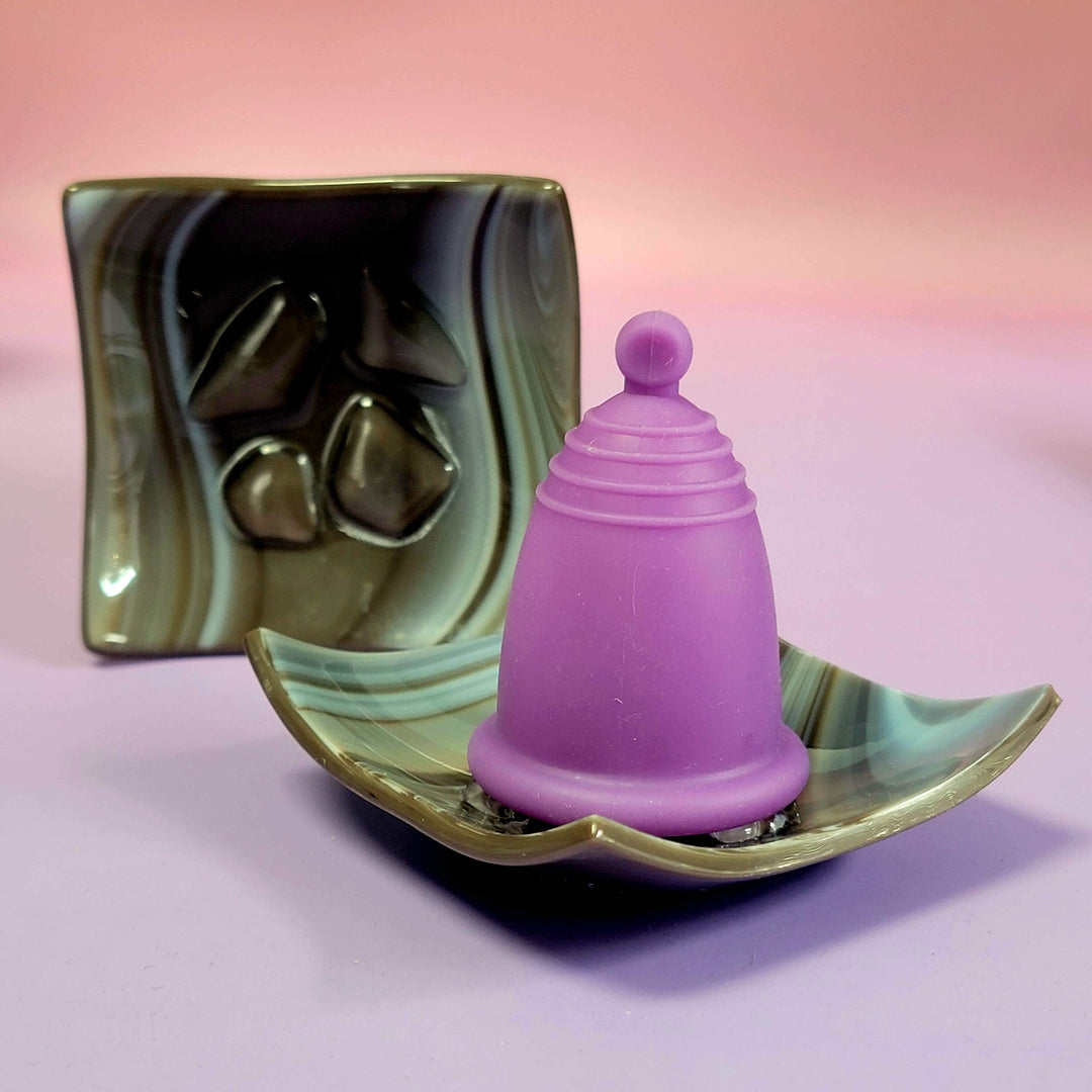 Bandeja de cristal para guardar copas menstruales Artisan