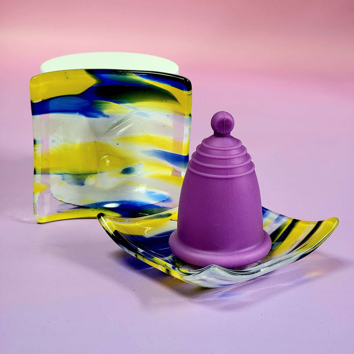 Bandeja de cristal para guardar copas menstruales Artisan