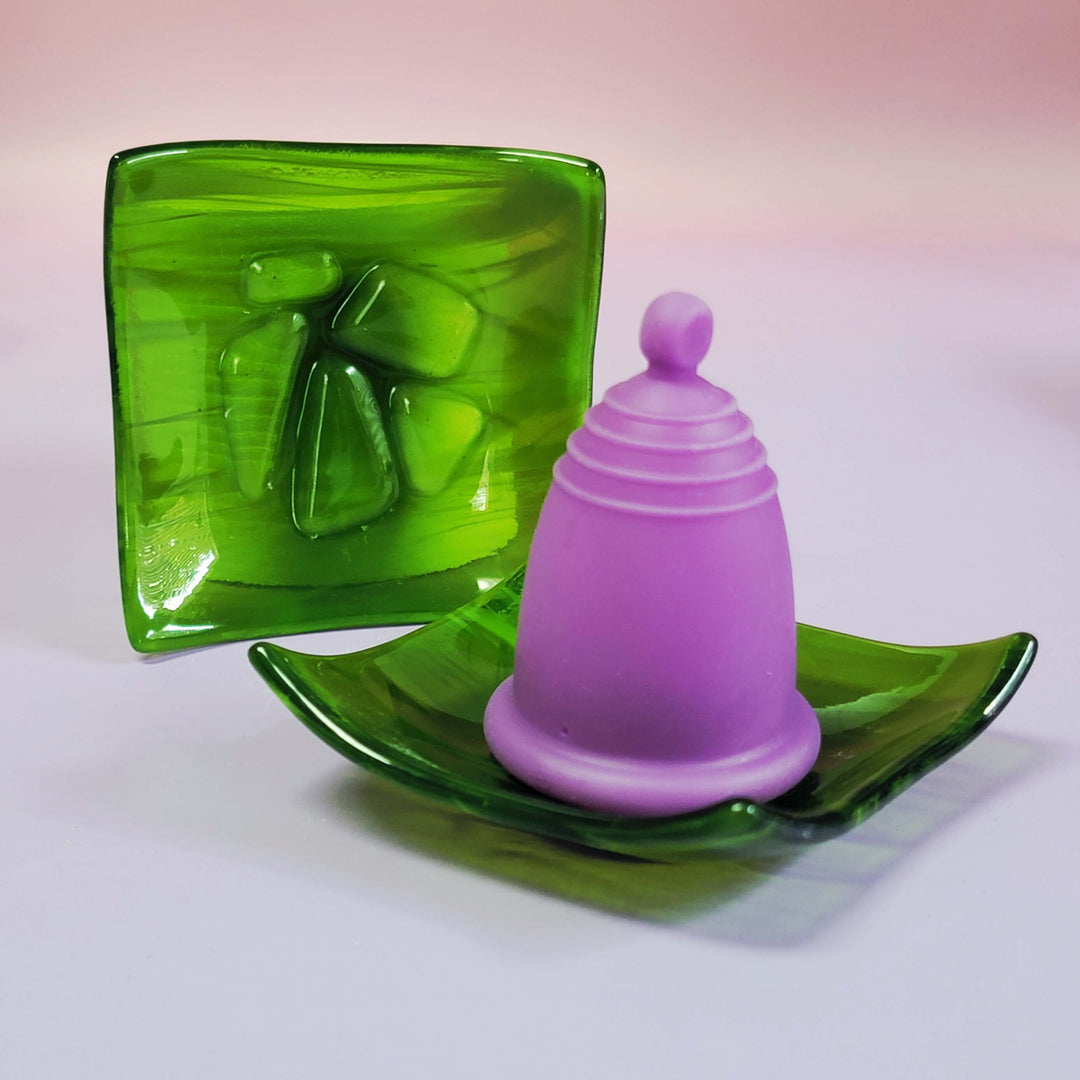 Bandeja de cristal para guardar copas menstruales Artisan