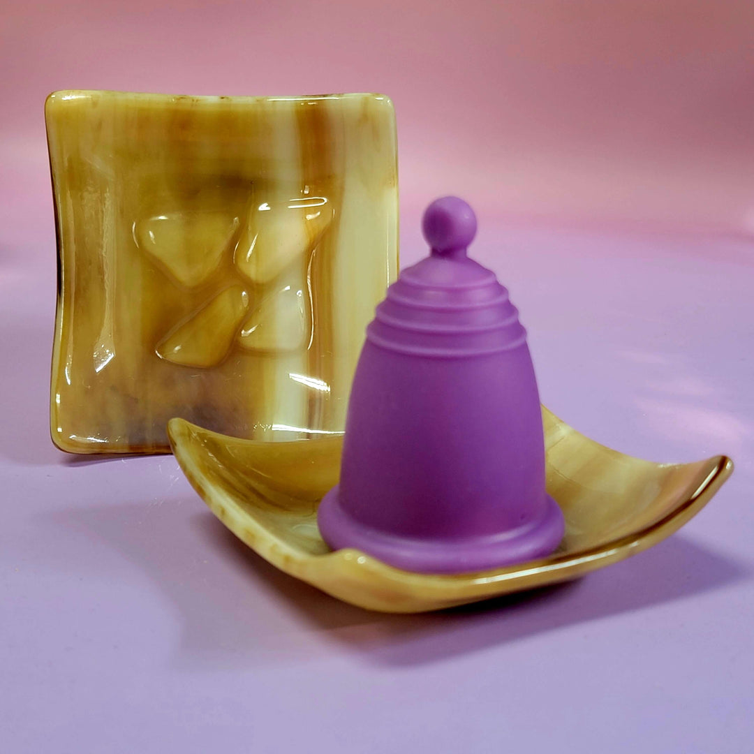 Bandeja de cristal para guardar copas menstruales Artisan
