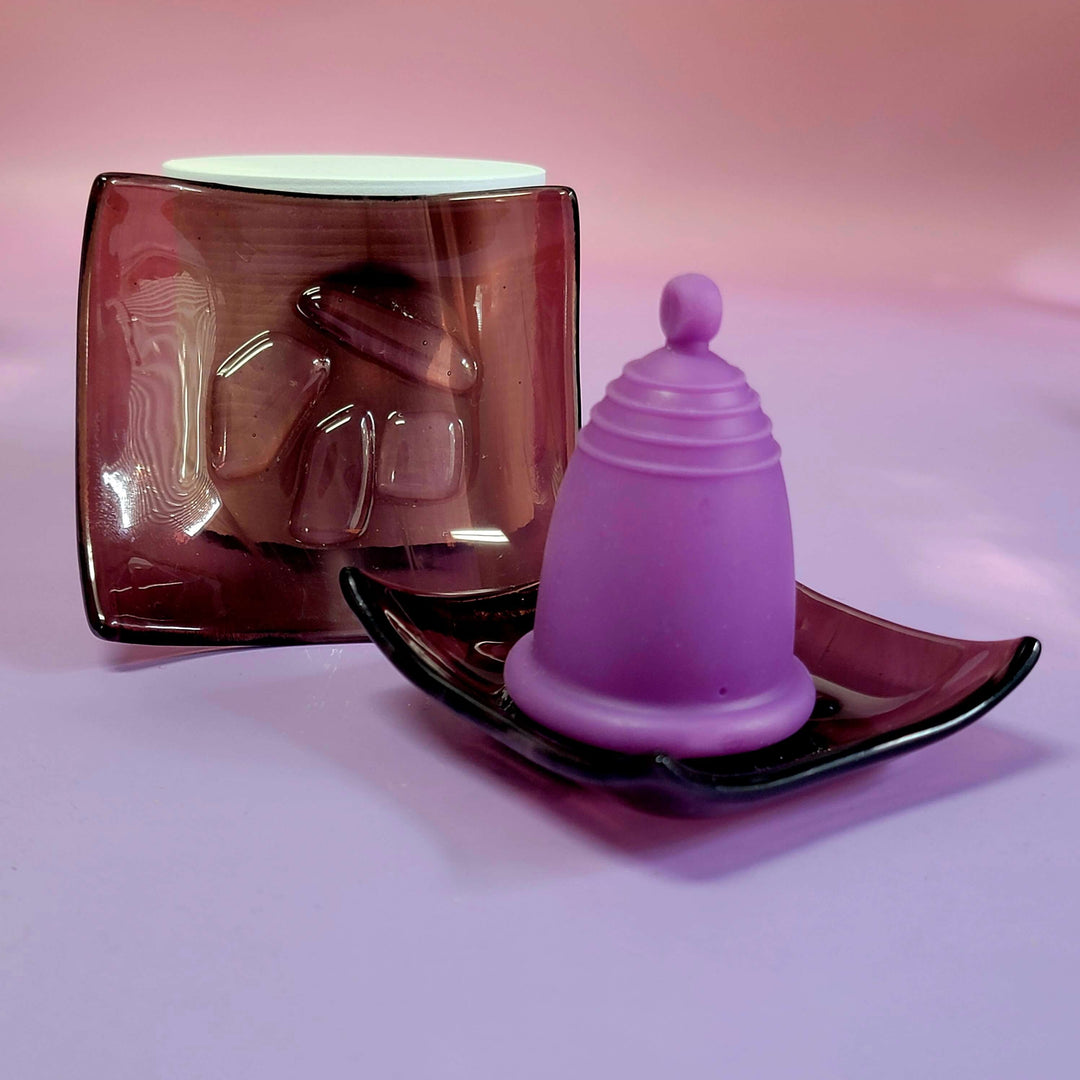 Bandeja de cristal para guardar copas menstruales Artisan