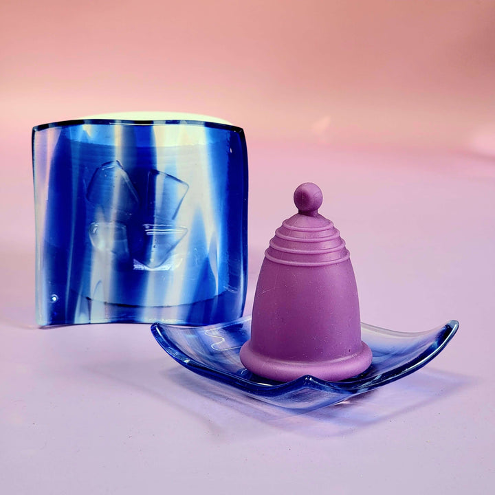 Bandeja de cristal para guardar copas menstruales Artisan