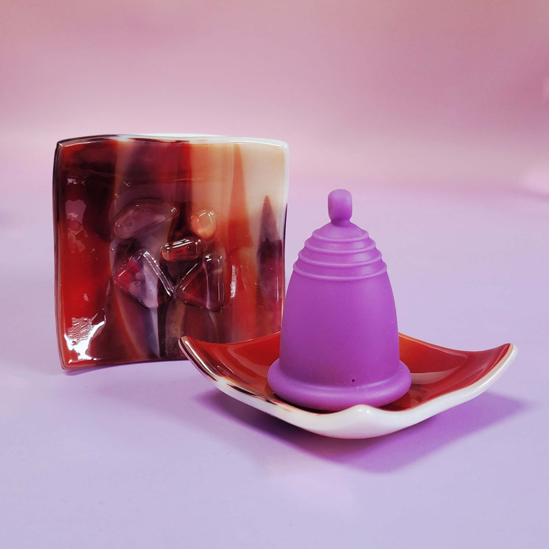 Bandeja de cristal para guardar copas menstruales Artisan