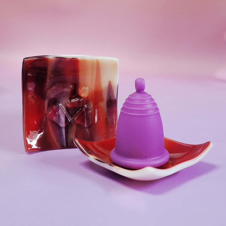 Bandeja de cristal para guardar copas menstruales Artisan