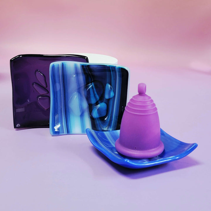 Bandeja de cristal para guardar copas menstruales Artisan