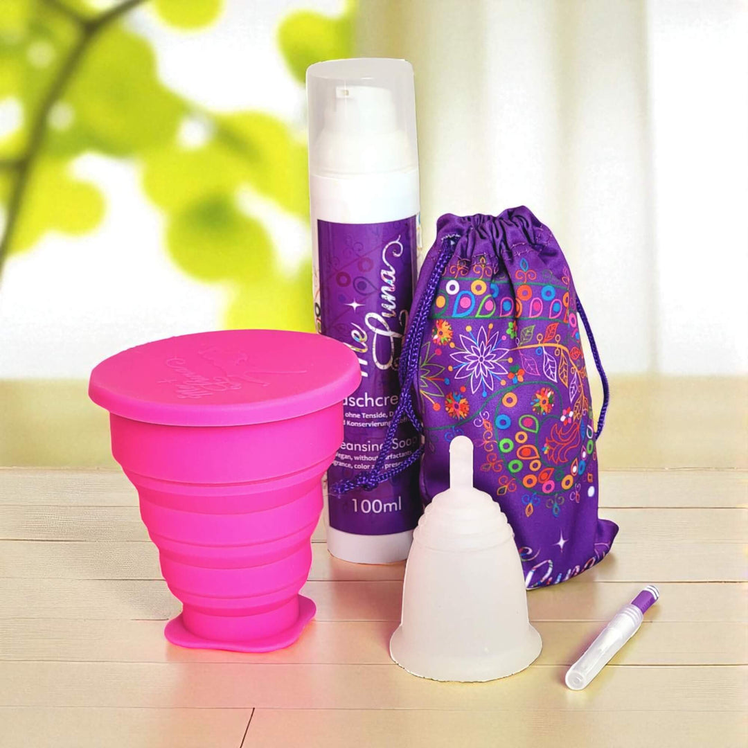 Kit de copas menstruales sin colorantes - Esterilizador para microondas