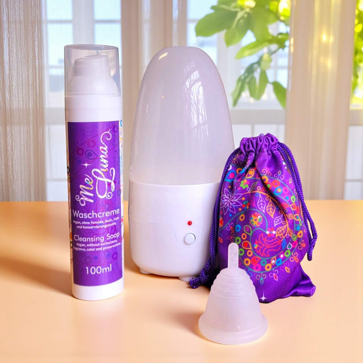 Kit de copa menstrual cuello uterino bajo sin colorantes con vaporizador