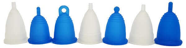 Diva Cup compared side by side with standard height MeLuna menstrual cups