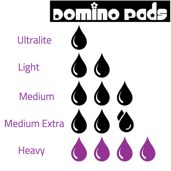 domino pads opciones de absorbencia hwavy