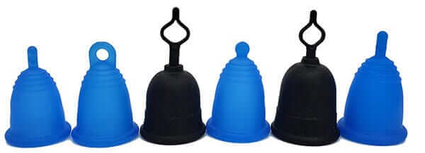 Flex Cup compared side by side with standard height MeLuna menstrual cups