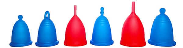 The Honey Pot menstrual cup compared side by side with standard height MeLuna cups