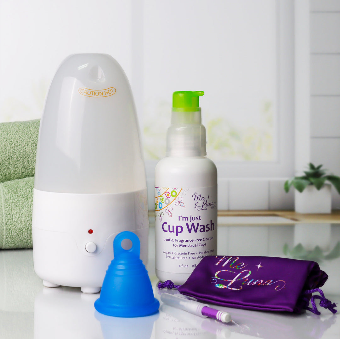 MeLuna Low Cervix Cup & Care Kit | Steam Sanitizer