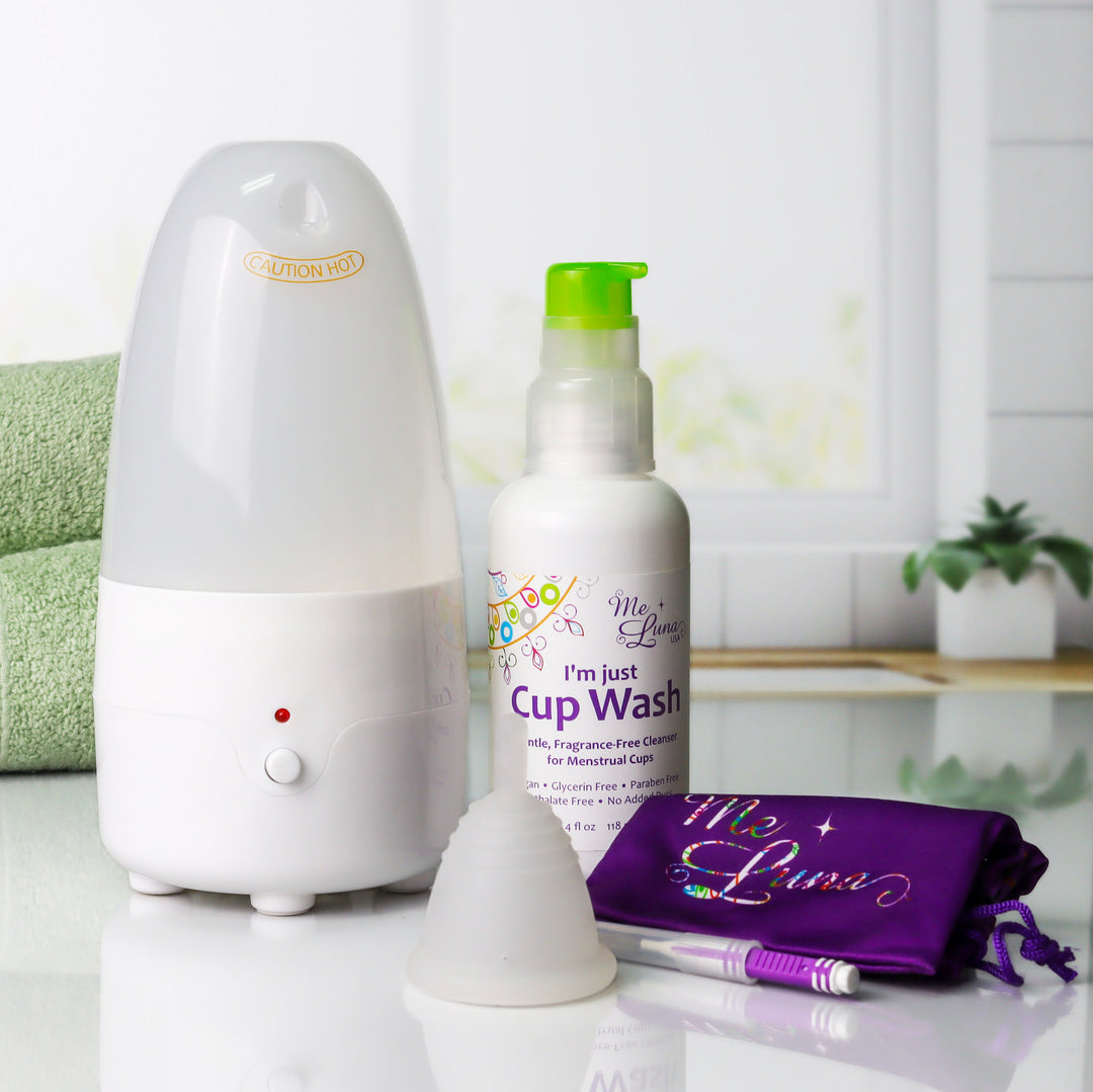 MeLuna Low Cervix Cup & Care Kit | Steam Sanitizer
