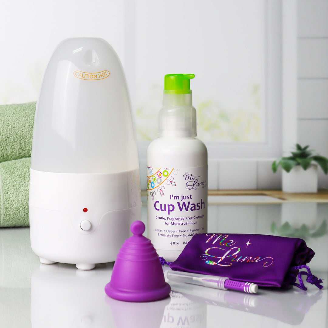 MeLuna Low Cervix Cup & Care Kit | Steam Sanitizer
