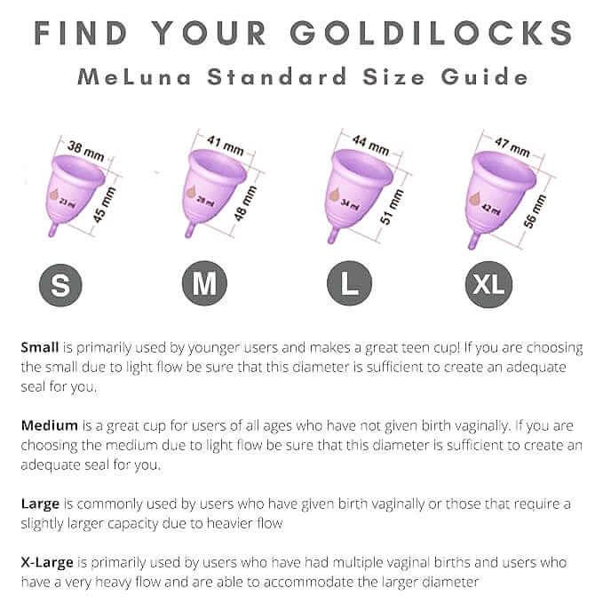 meluna menstrual cup standard size chart