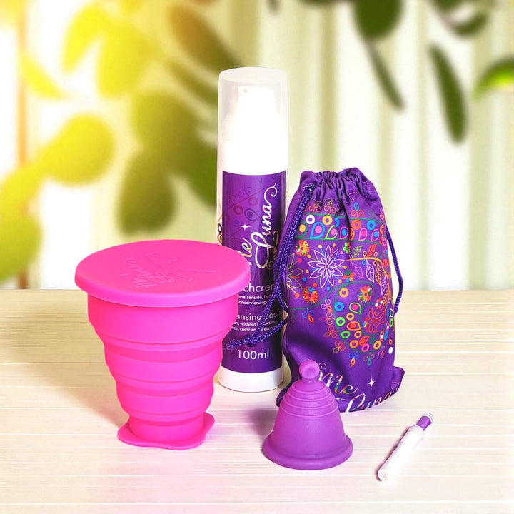 Low Cervix PURPLE Menstrual Cup Kit - Microwave Disinfection