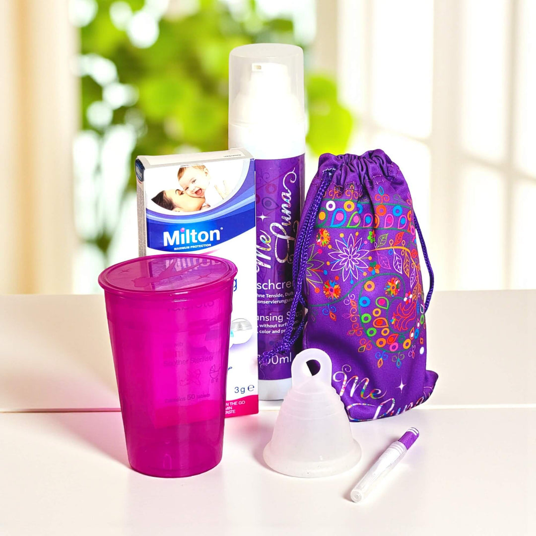 Low Cervix Colorant-Free Menstrual Cup Kit - with Milton Tabs