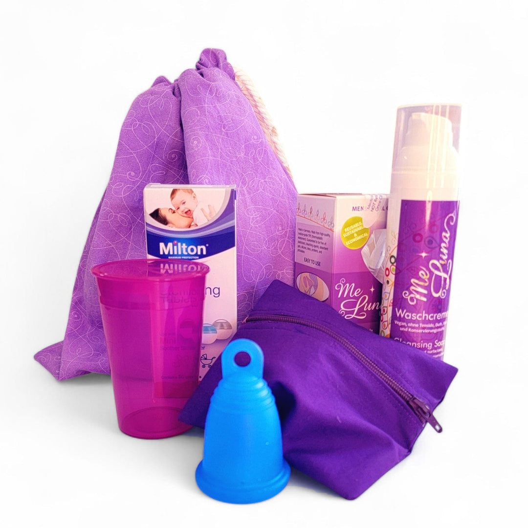 Menstrual Cup Gift Pack with Reusable Gift Bag 'Purple Hearts'