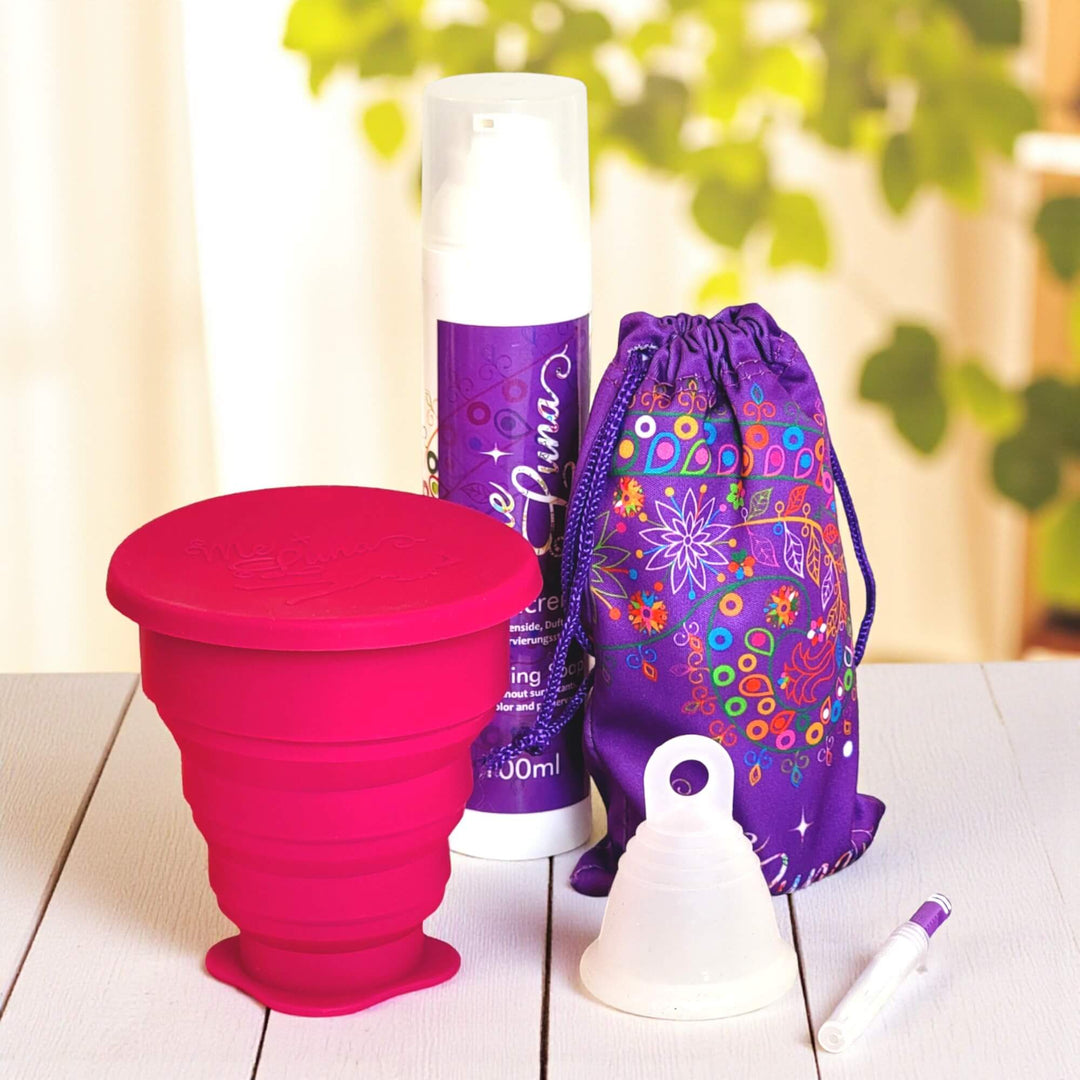 Low Cervix Copy of Colorant-Free Menstrual Cup Kit - Microwave Disinfection