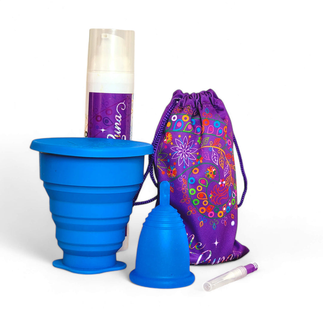 Kit Copa Menstrual AZUL - Desinfección en Microondas