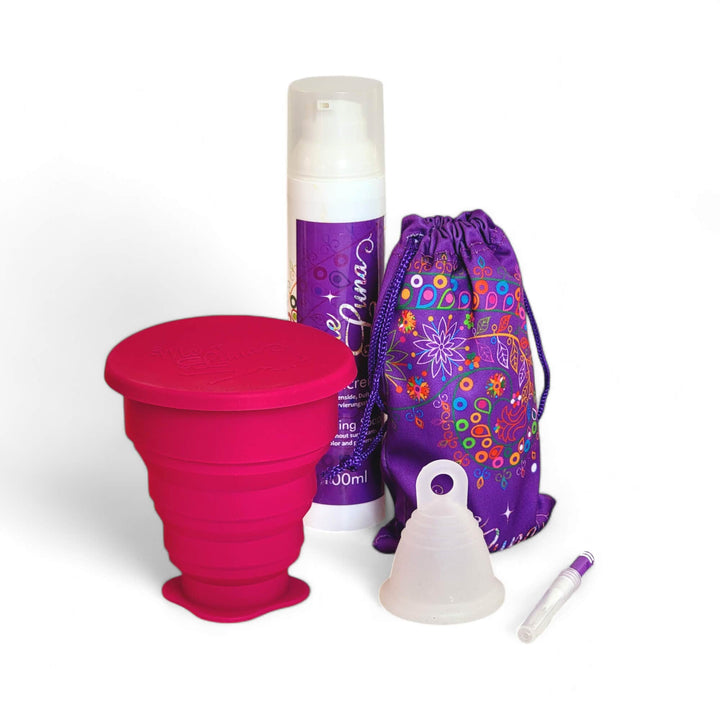 Menstrual cup kit microwave maroon clear low cervix