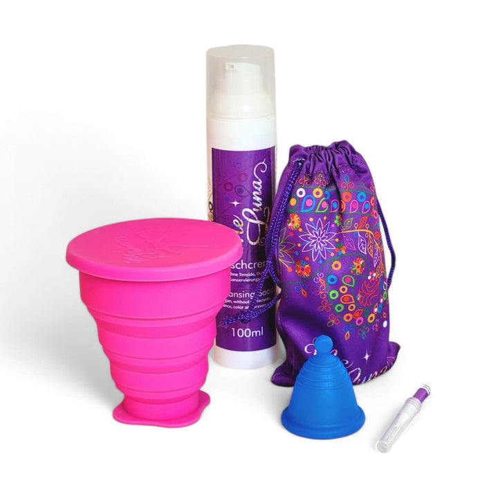 Menstrual cup kit microwave pink blue low cervix