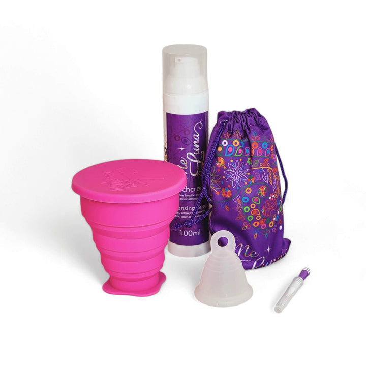 Menstrual cup kit microwave pink clear low cervix