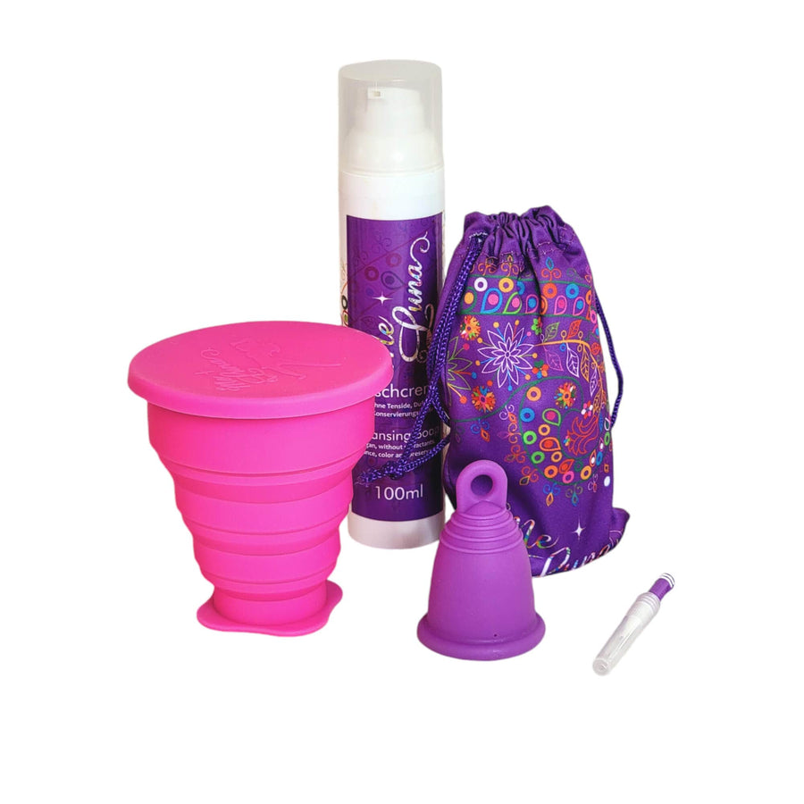 Menstrual cup kit microwave pink purple