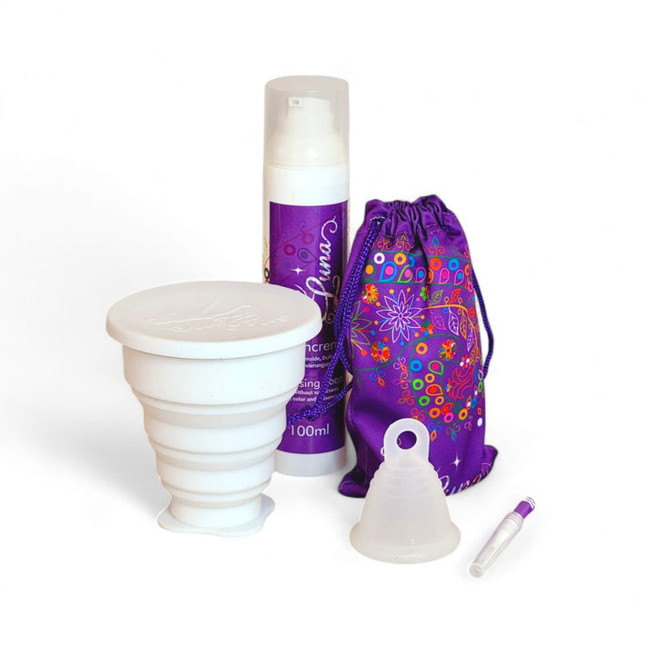 Menstrual cup kit microwave white clear low cervix