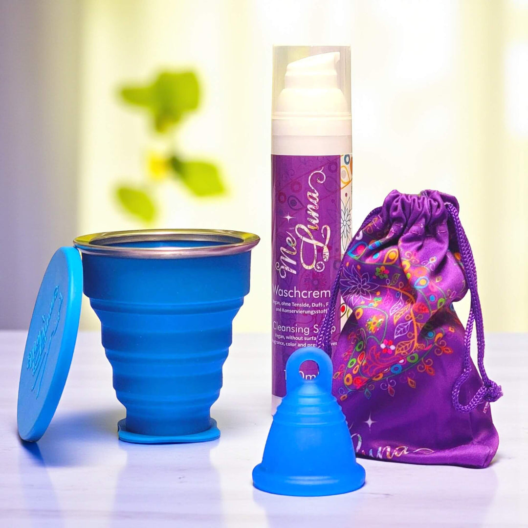 Kit Copa Menstrual Bajo Cervix AZUL - Desinfección Microondas
