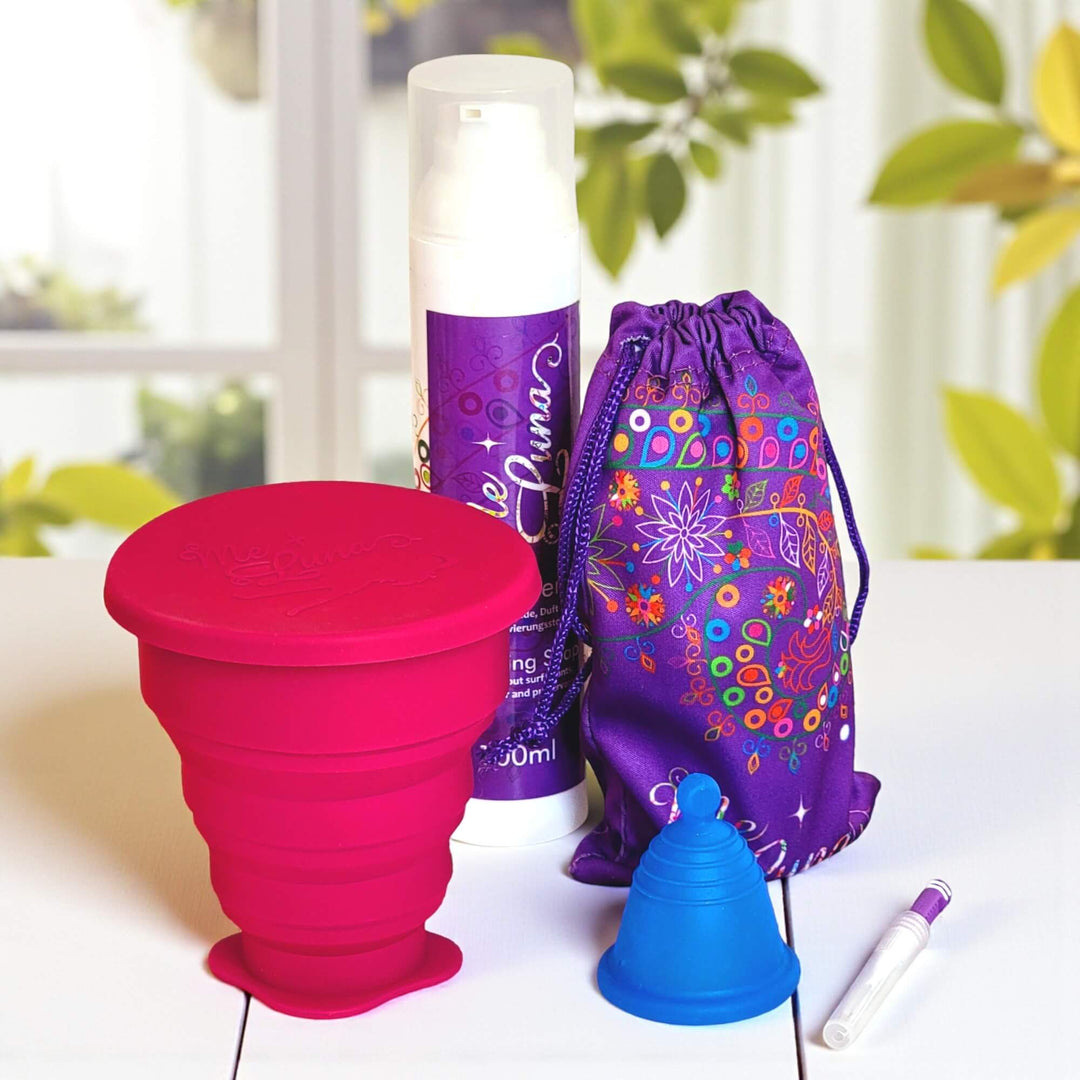 Kit Copa Menstrual Bajo Cervix AZUL - Desinfección Microondas