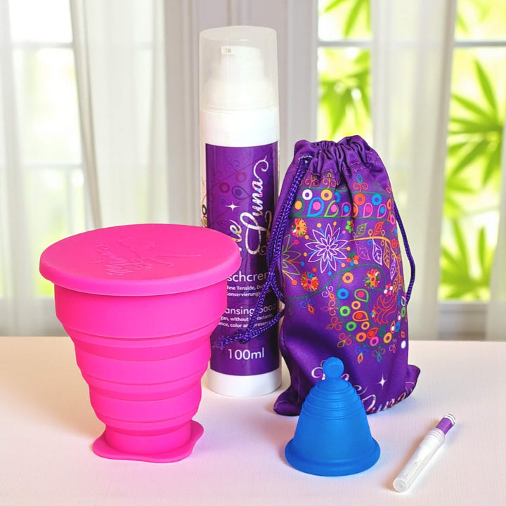 Kit Copa Menstrual Bajo Cervix AZUL - Desinfección Microondas