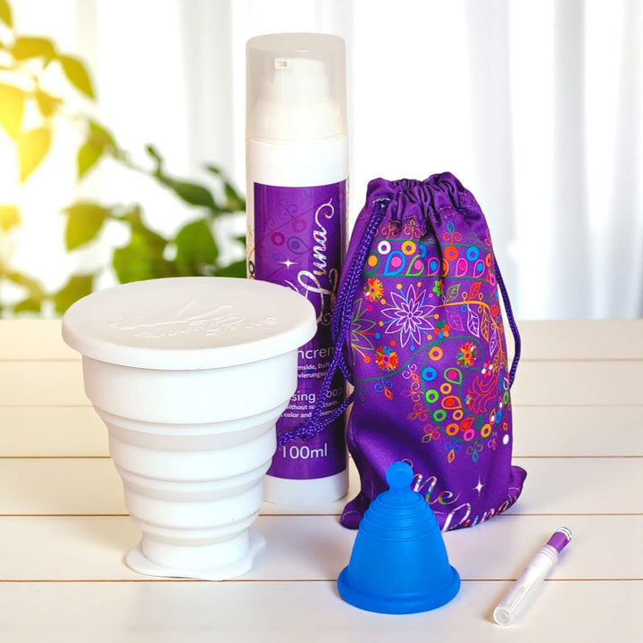 Kit Copa Menstrual Bajo Cervix AZUL - Desinfección Microondas