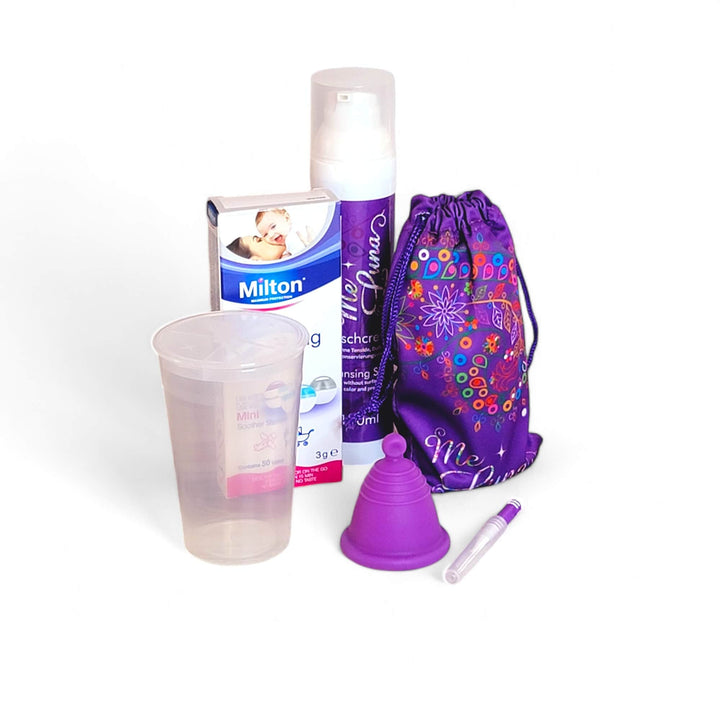 Menstrual cup kit Milton clear purple low cervix