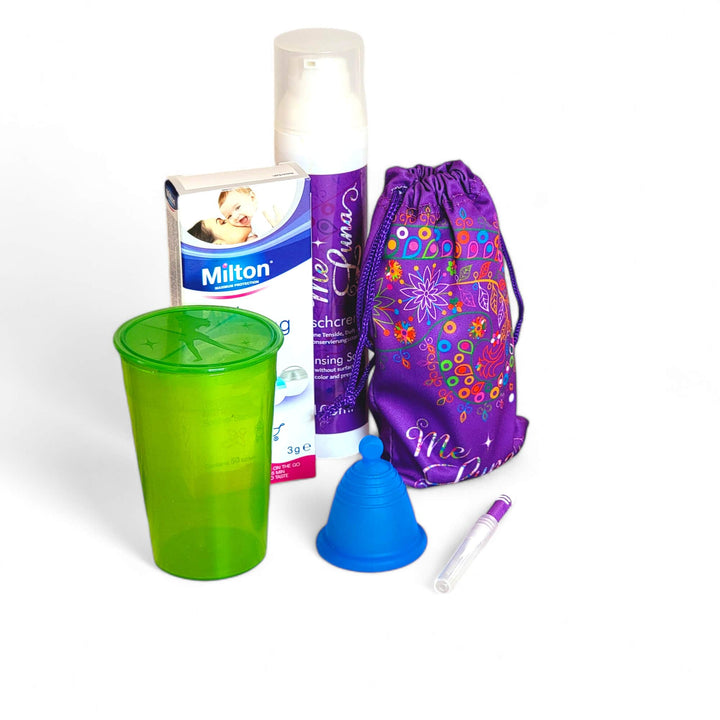Menstrual cup kit Milton green blue low cervix