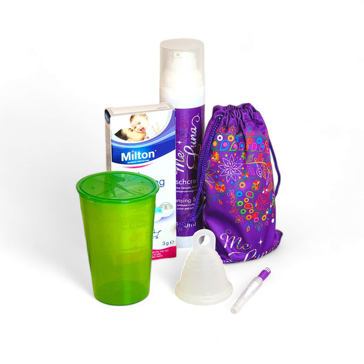 Menstrual cup kit Milton green clear low cervix
