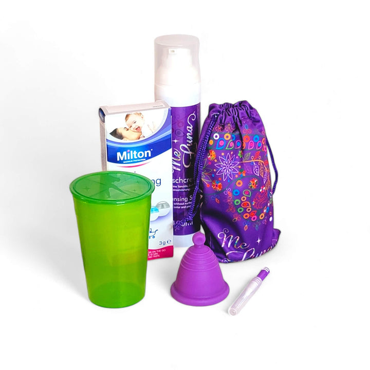 Menstrual cup kit Milton green purple low cervix
