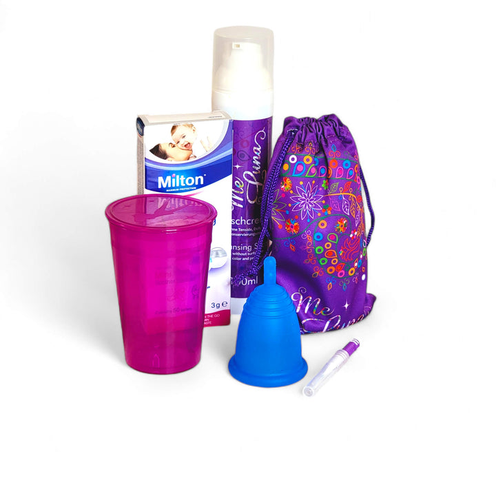 Kit de Copa Menstrual AZUL - con Milton Tabs