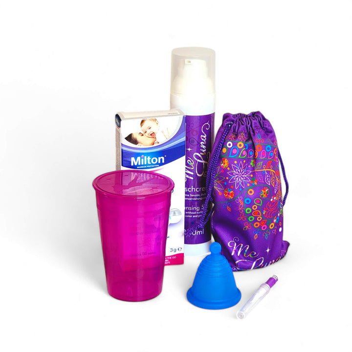 Menstrual cup kit Milton purple blue low cervix