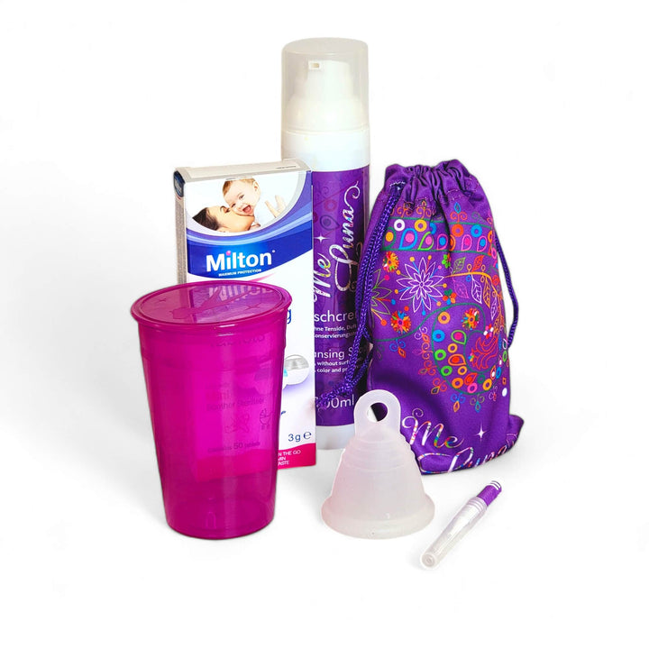 Menstrual cup kit Milton purple clear low cervix